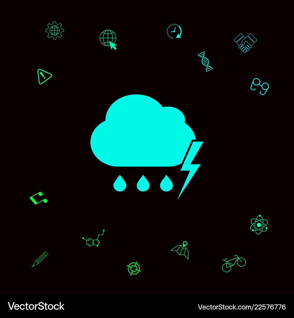 Cloud thunderstorm lightning rain icon Royalty Free Vector