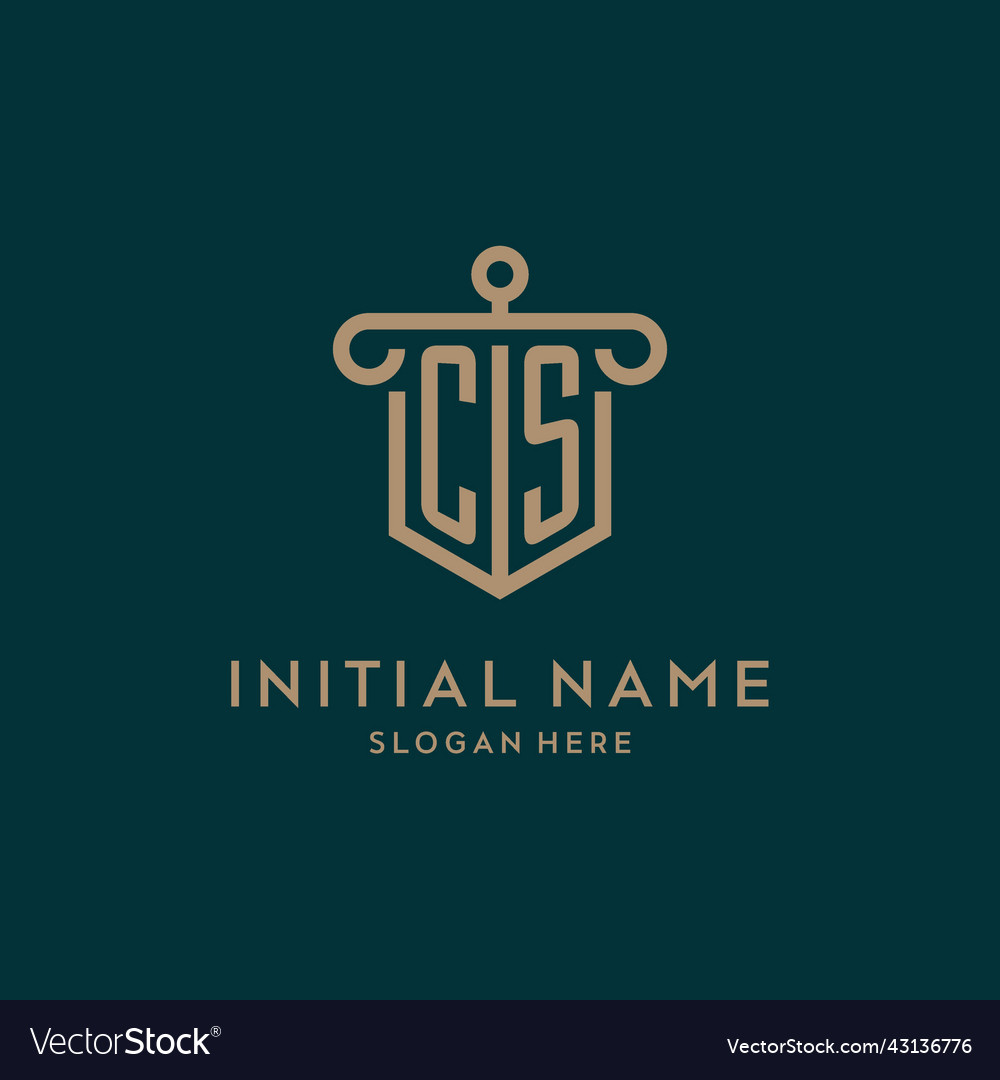 Cs monogram initial logo design with shield vector image Cs monogram initial logo design with shield
