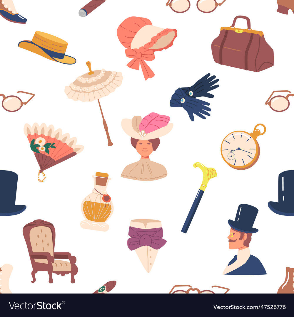 Elegant seamless pattern featuring of 19th-century