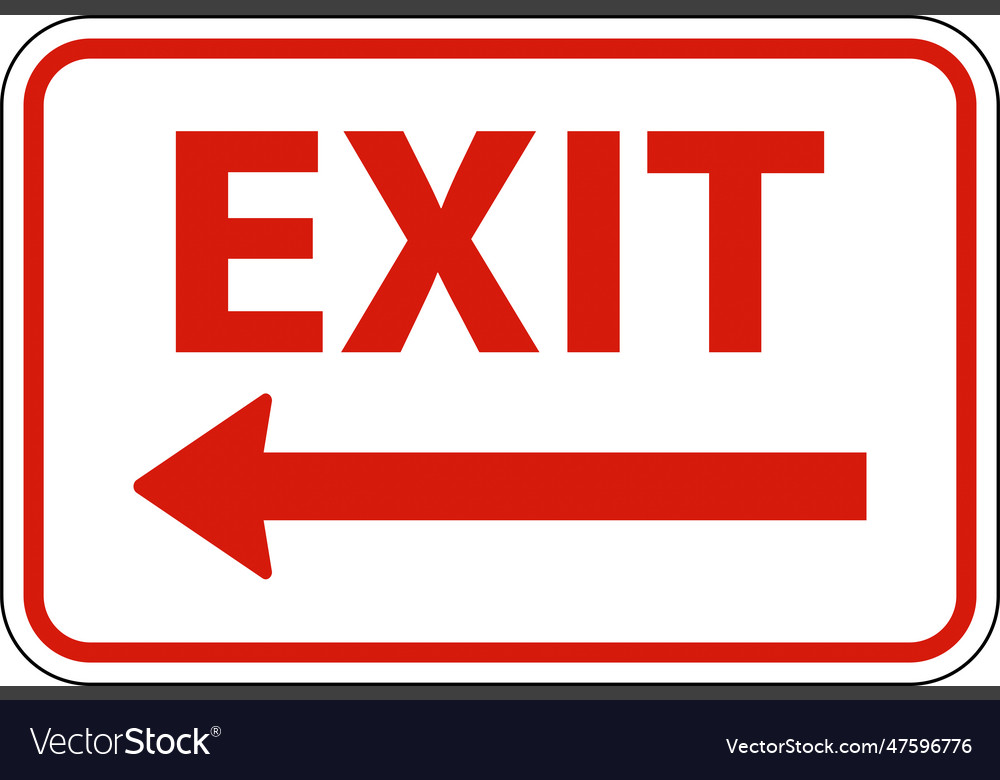 Exit left arrow sign on white background