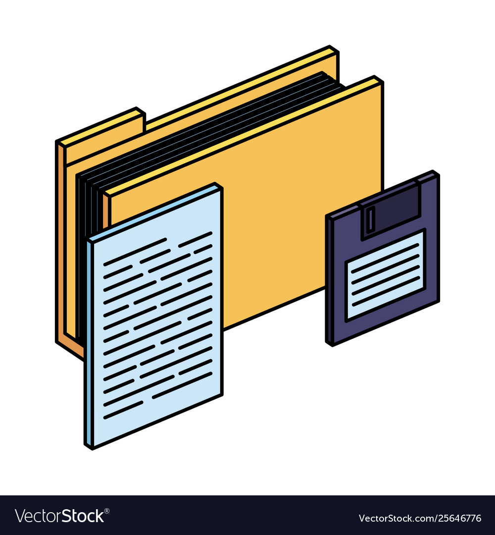 Folder with documents files and floppy disk