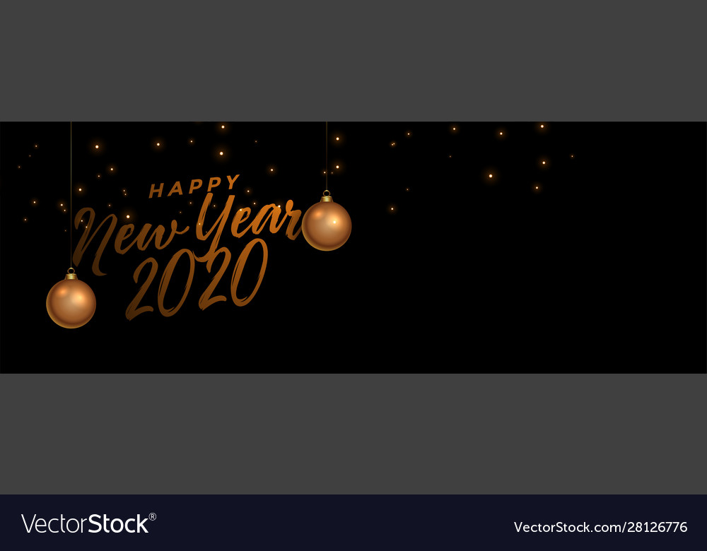 Happy new year black and golden banner design Vector Image