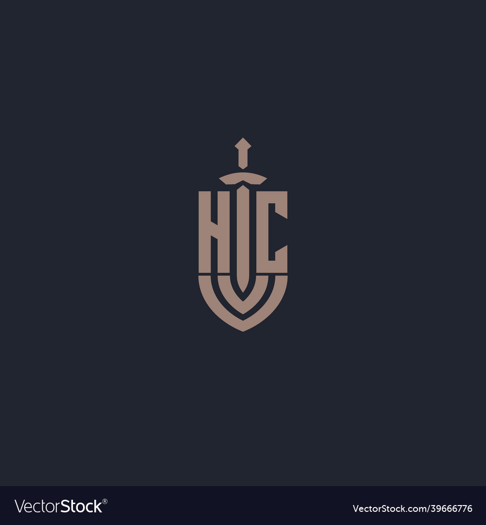 Hc logo monogram with sword and shield style