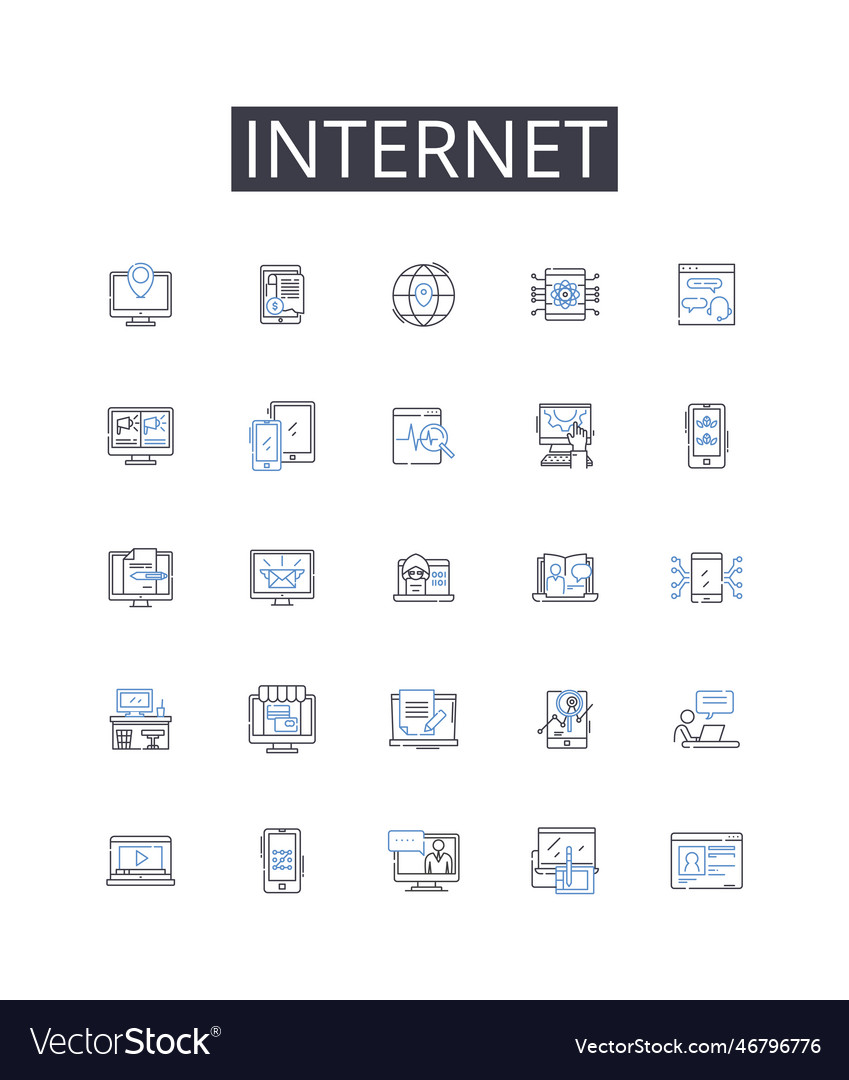 Internet line icons collection world wide web