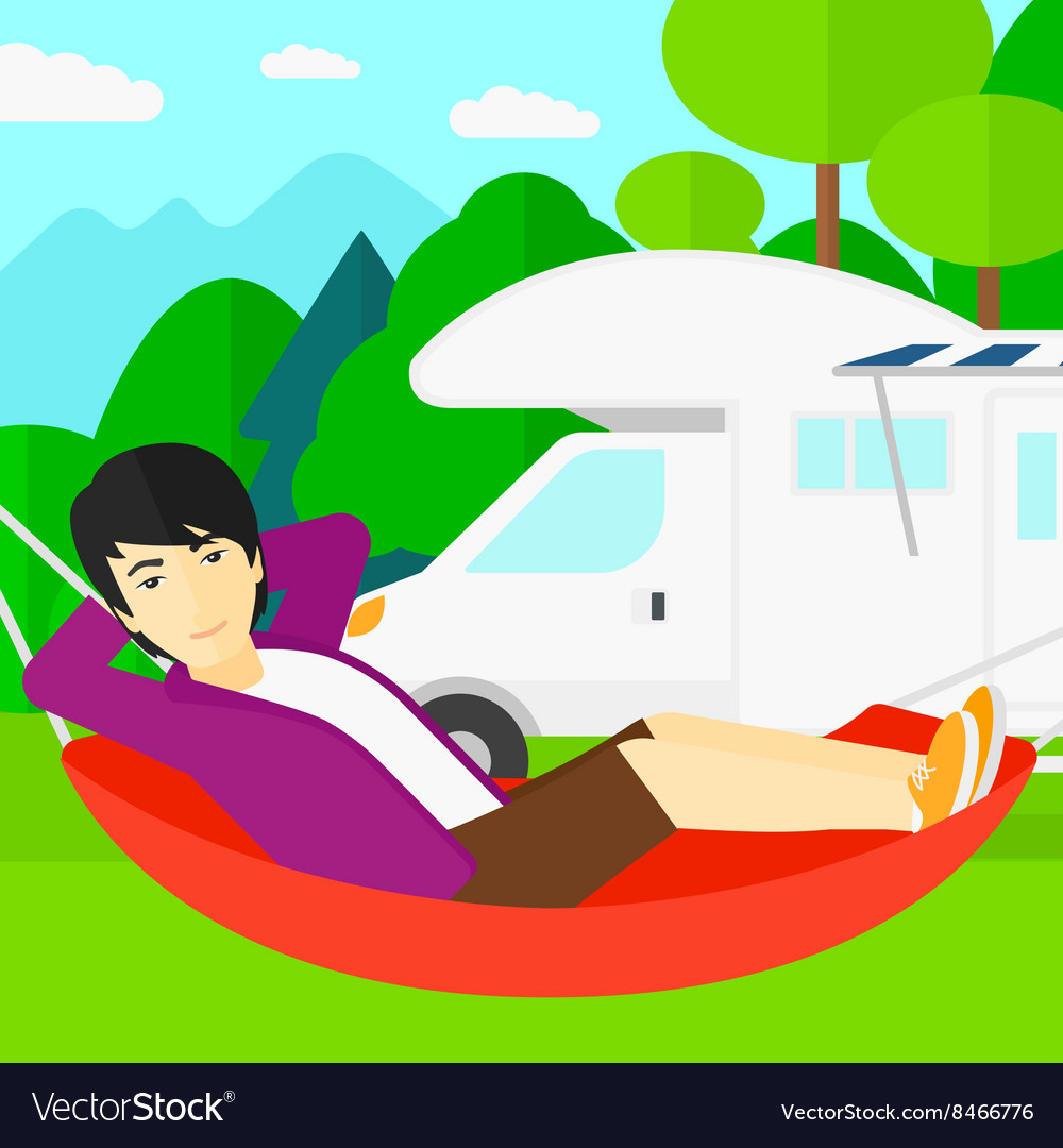 Man lying in hammock