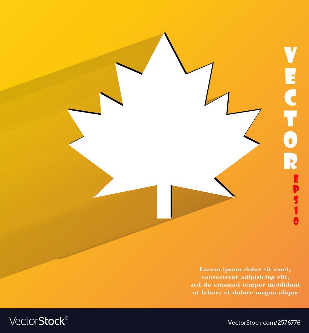 Maple leaf flat modern web button with long shadow