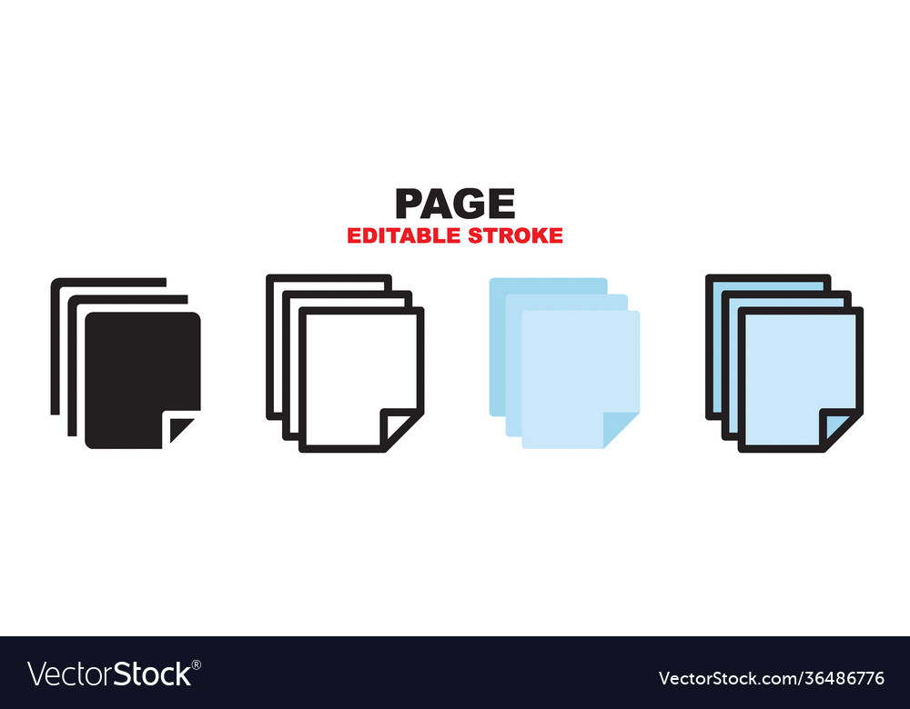 Page paper icon set with different styles vector image Page paper icon set with different styles