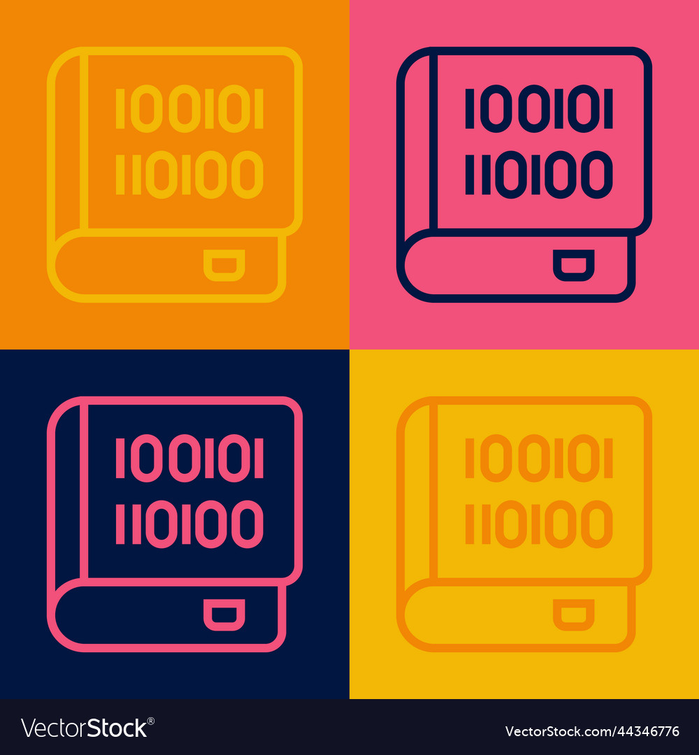 Pop art line books about programming icon isolated Vector Image Pop art line books about programming icon isolated
