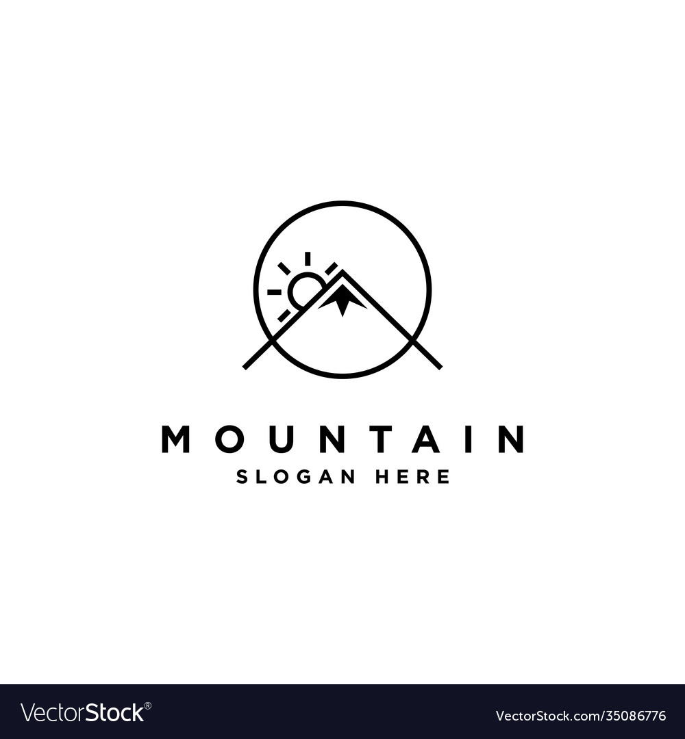 Simple monoline mountain logo design template Vector Image