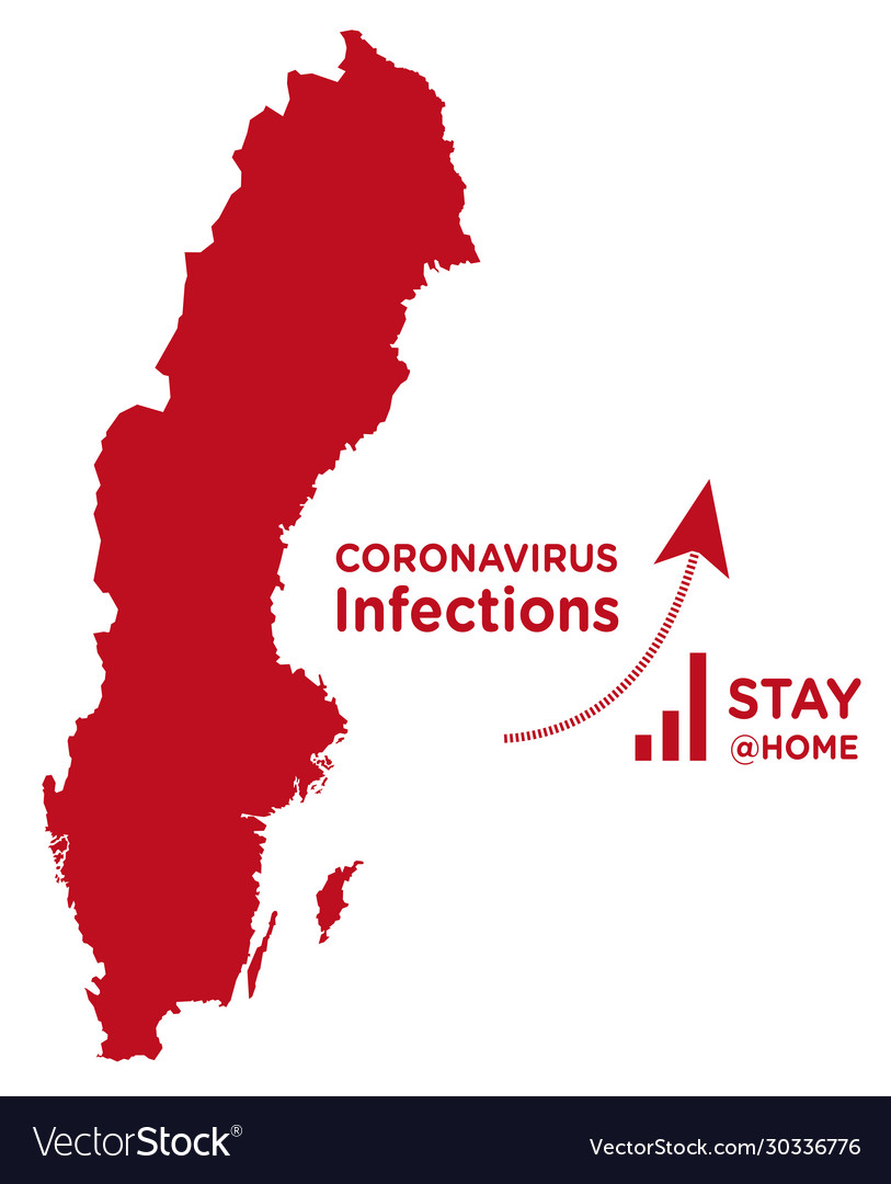 Sweden map with increasing coronavirus infection Vector Image