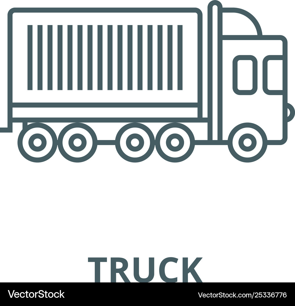 Truck cargo container line icon linear Royalty Free Vector