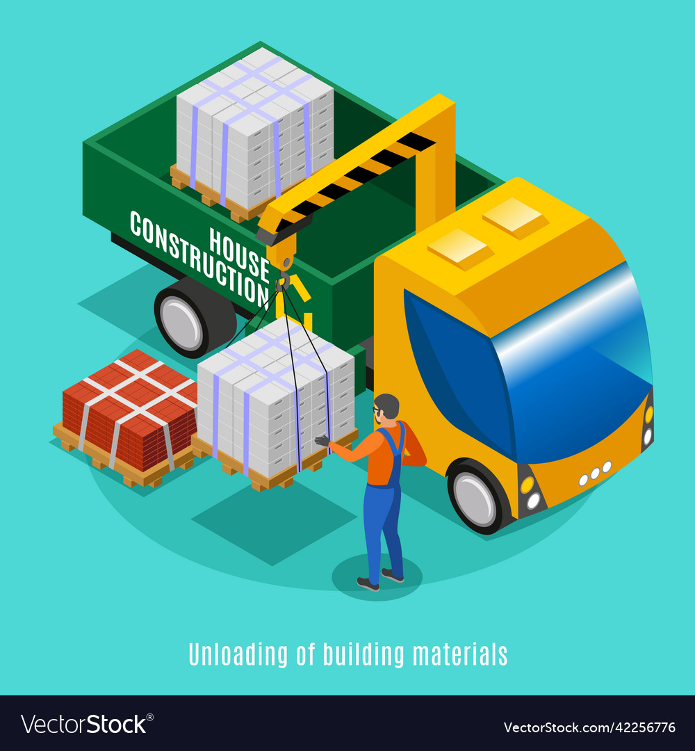 Unloading of building materials Royalty Free Vector Image