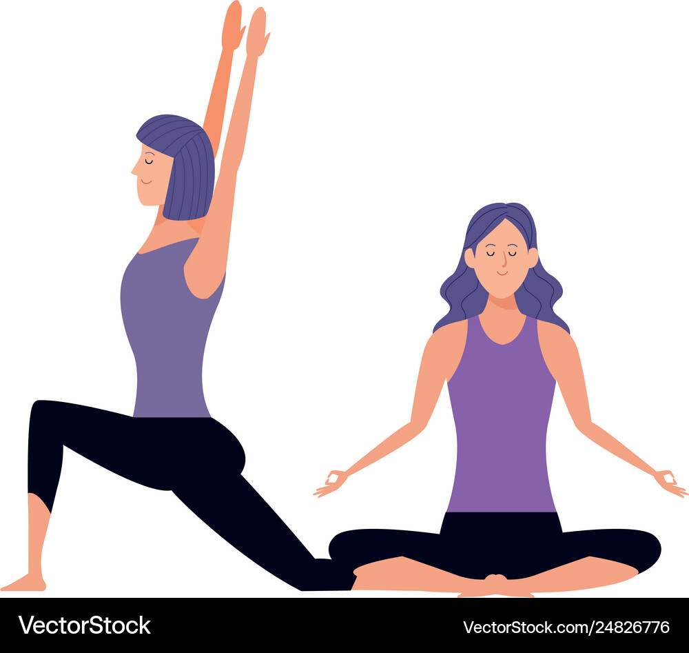 Women yoga poses Royalty Free Vector Image - VectorStock