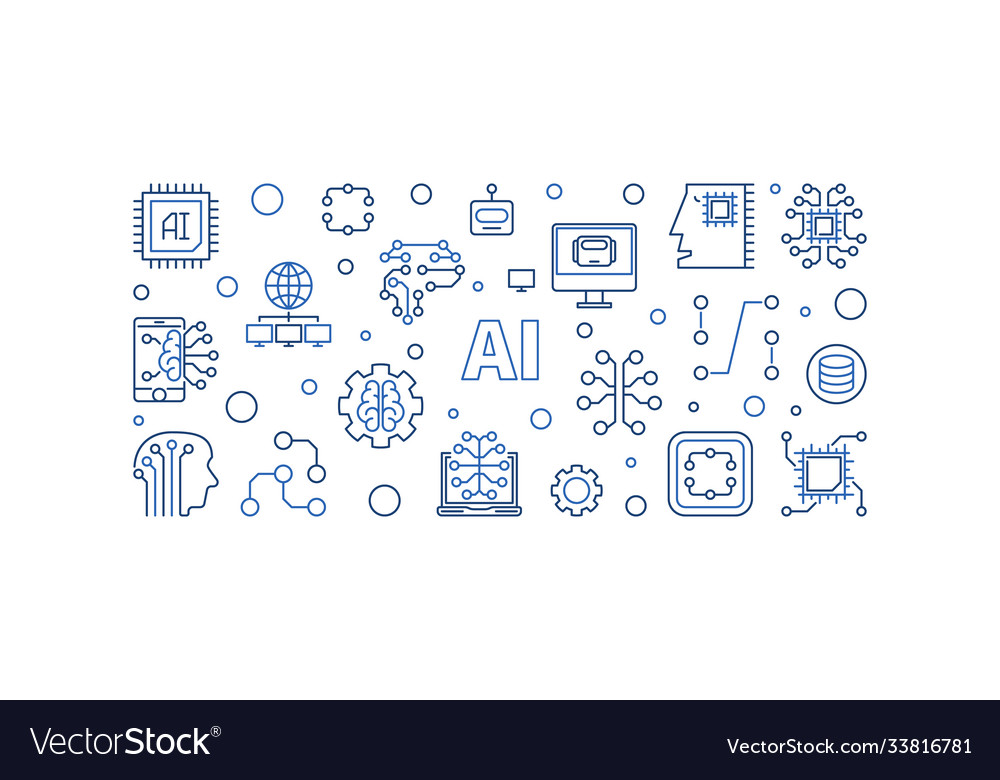 Ai artificial intelligence outline creative Vector Image