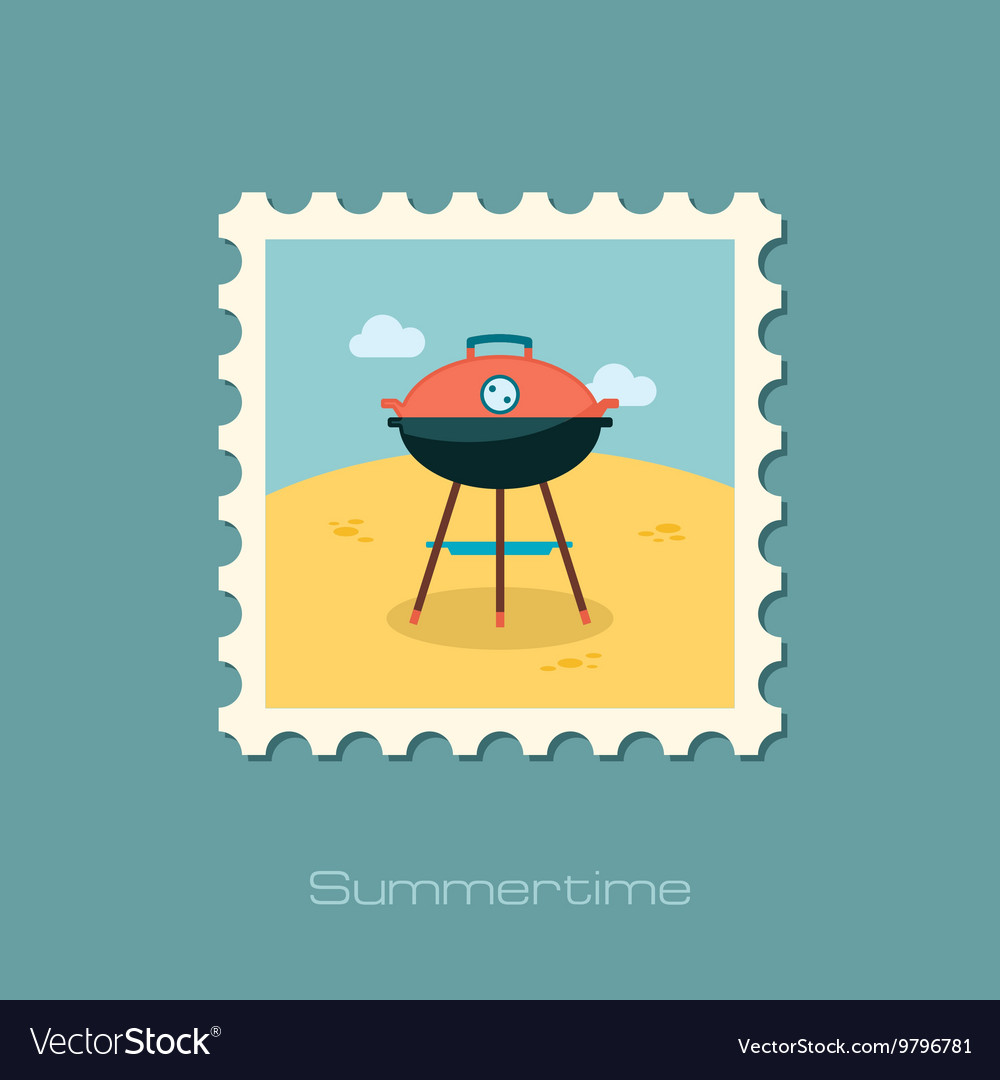 Barbecue grill stamp summer holiday