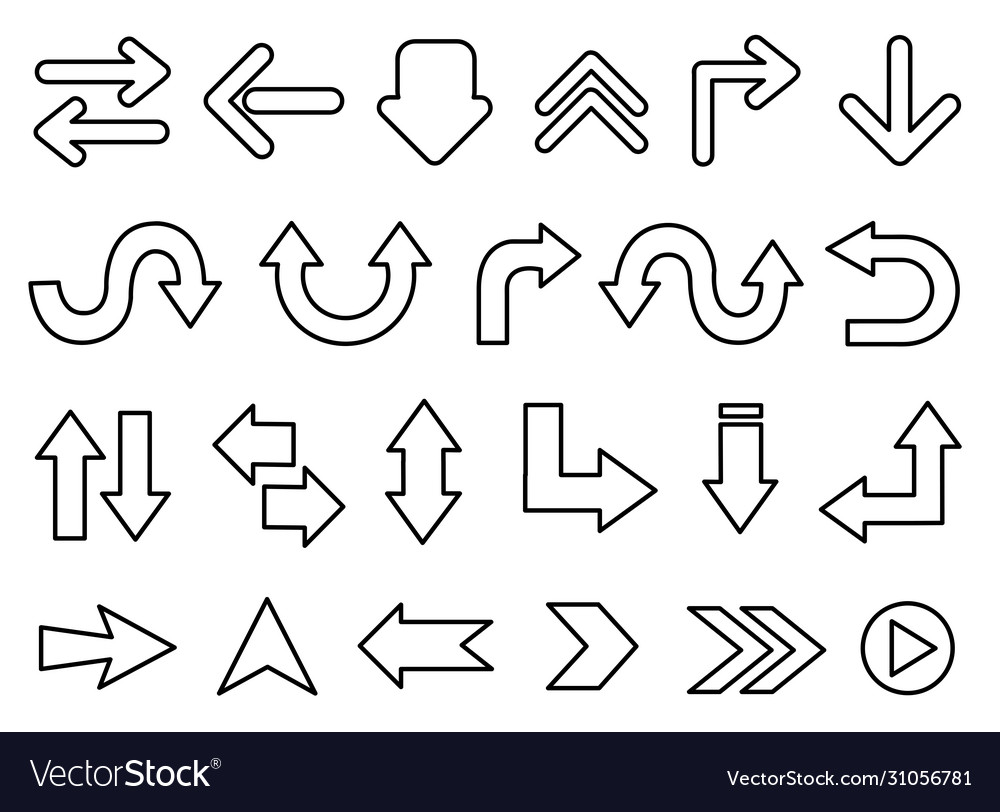 Black arrow icons set Royalty Free Vector Image