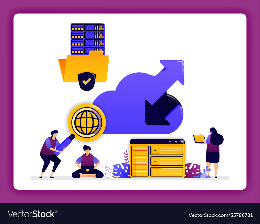 Cloud data center access folder for users vector image Cloud data center access folder for users