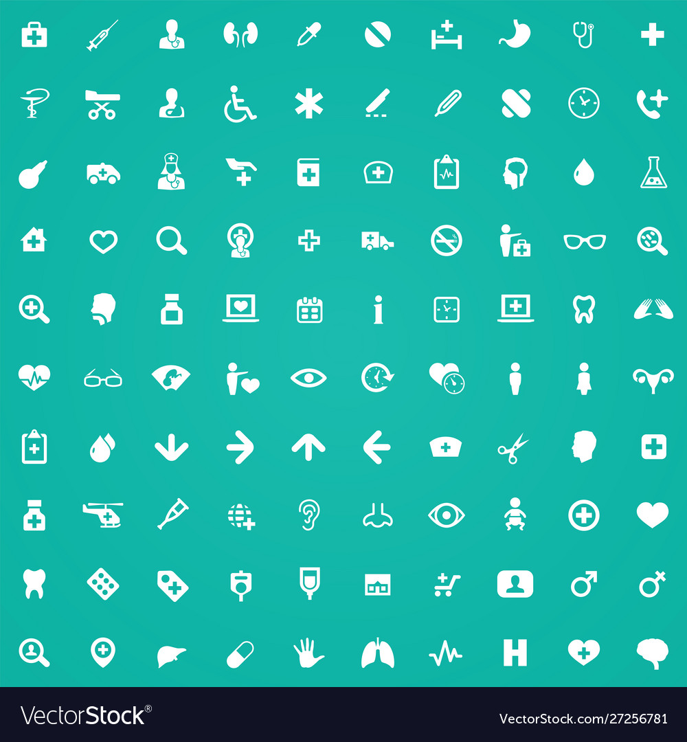 Doctor 100 icons universal set for web and ui