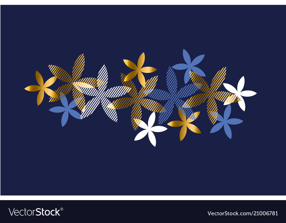 Elegant blue and gold floral element