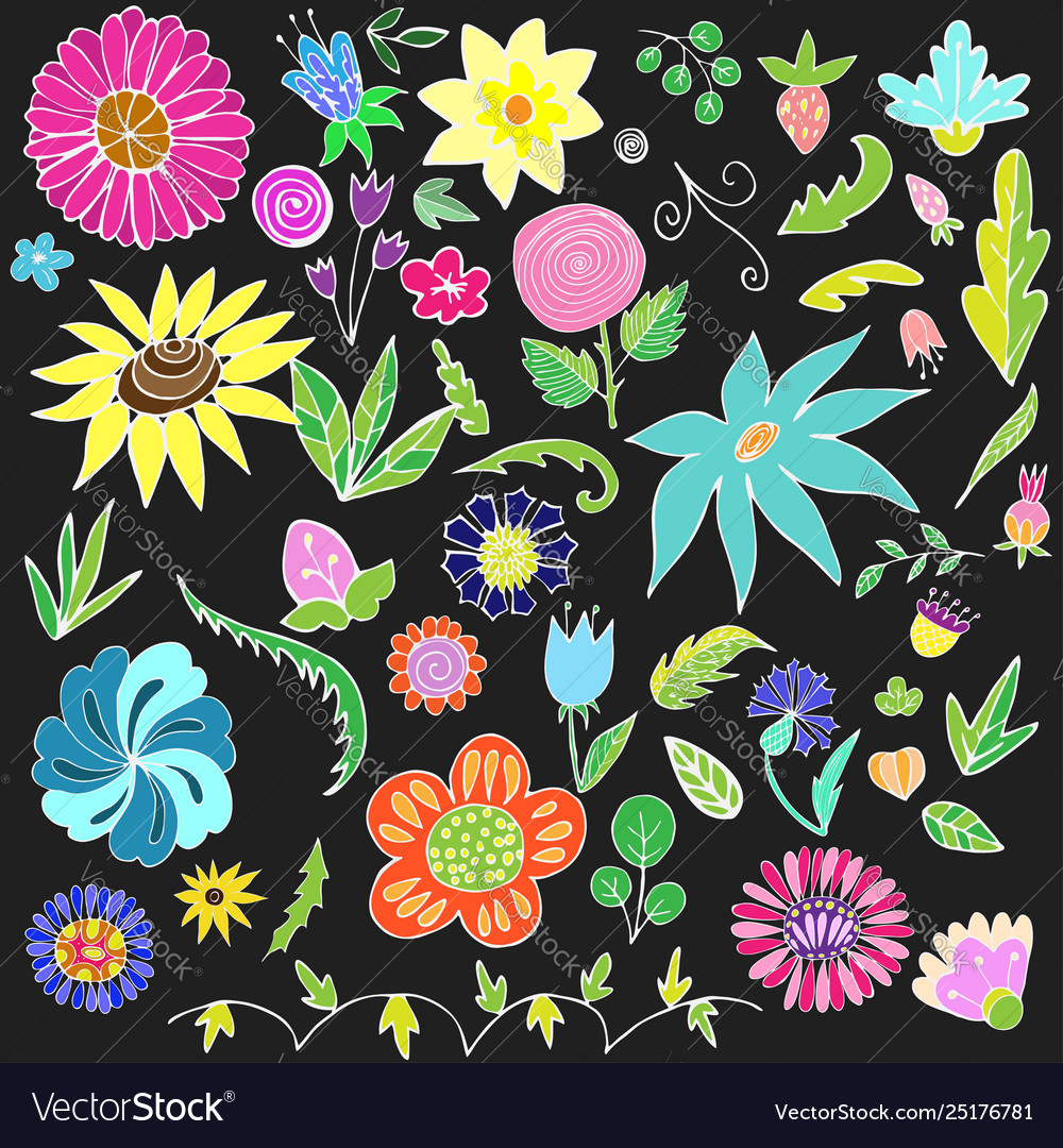 Floral Doodle Elements - Botanical Motif