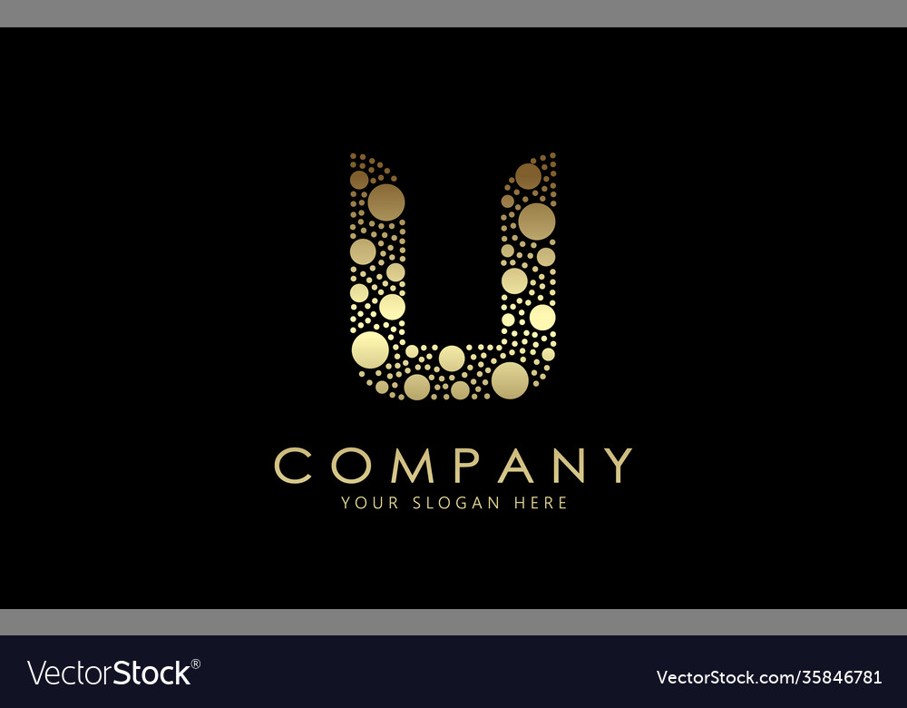 Golden dots letter u logo design