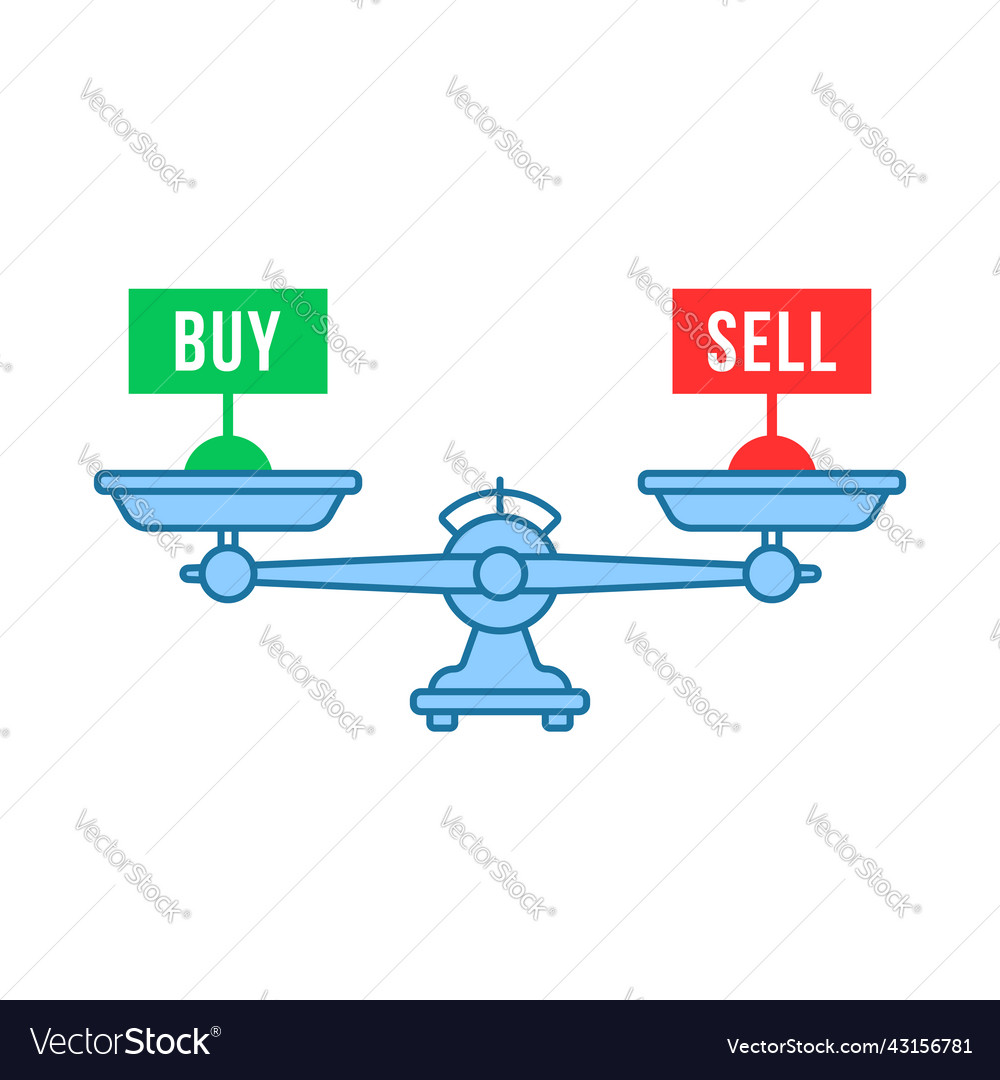Linear scale with buy and sell nameplates vector image Linear scale with buy and sell nameplates