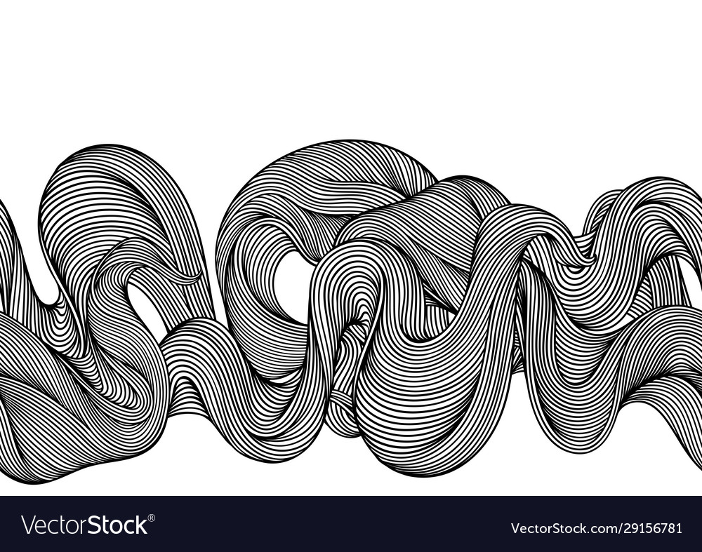 Monochrome Wave Curl Pattern