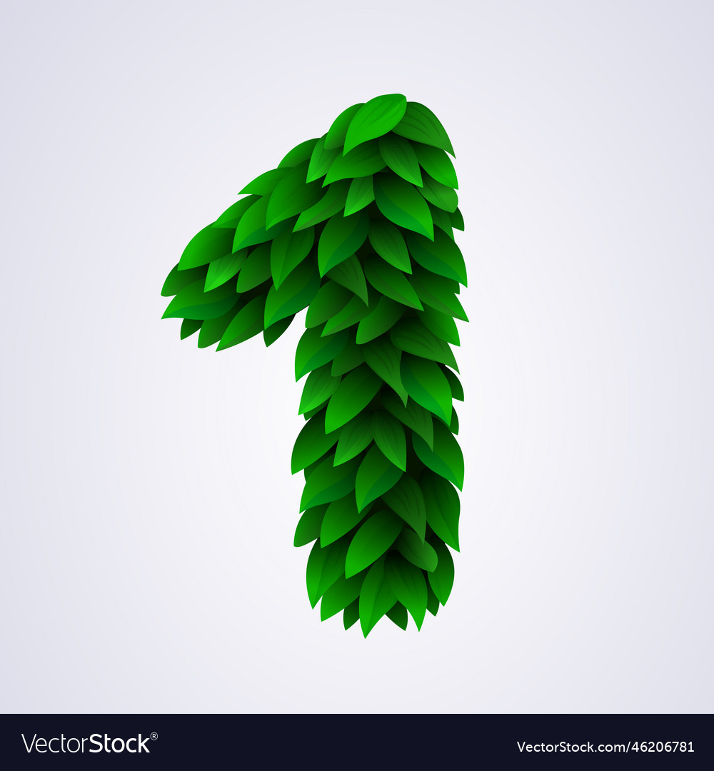 Number 1 made of green leaves