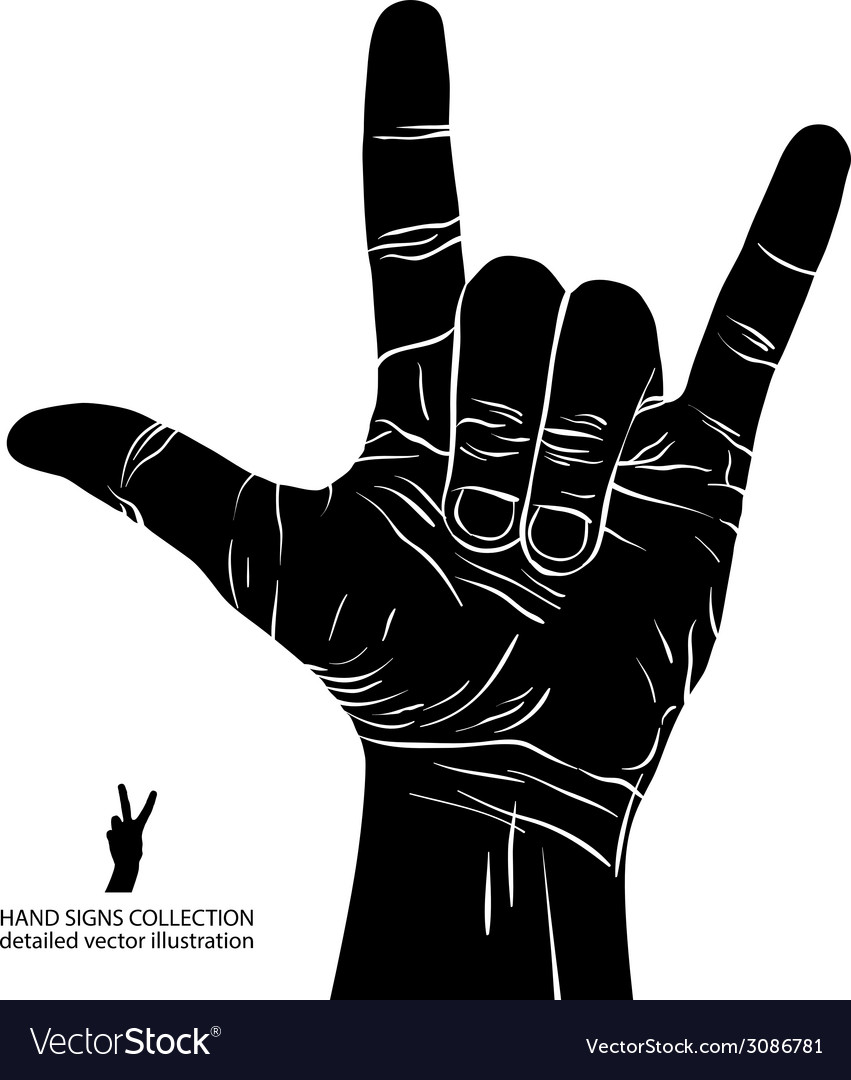 Rock on hand sign rock n roll hard rock heavy Vector Image