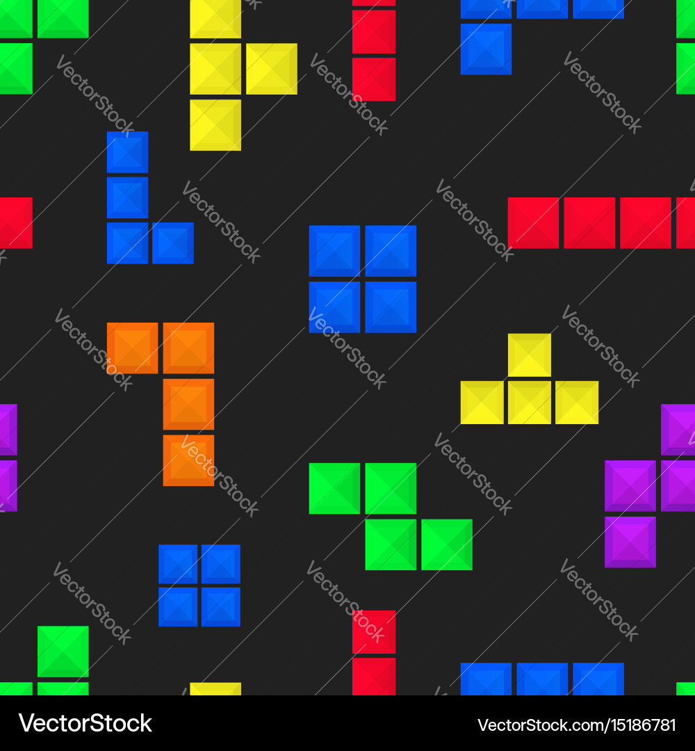 Seamless pattern brick pieces game background Vector Image