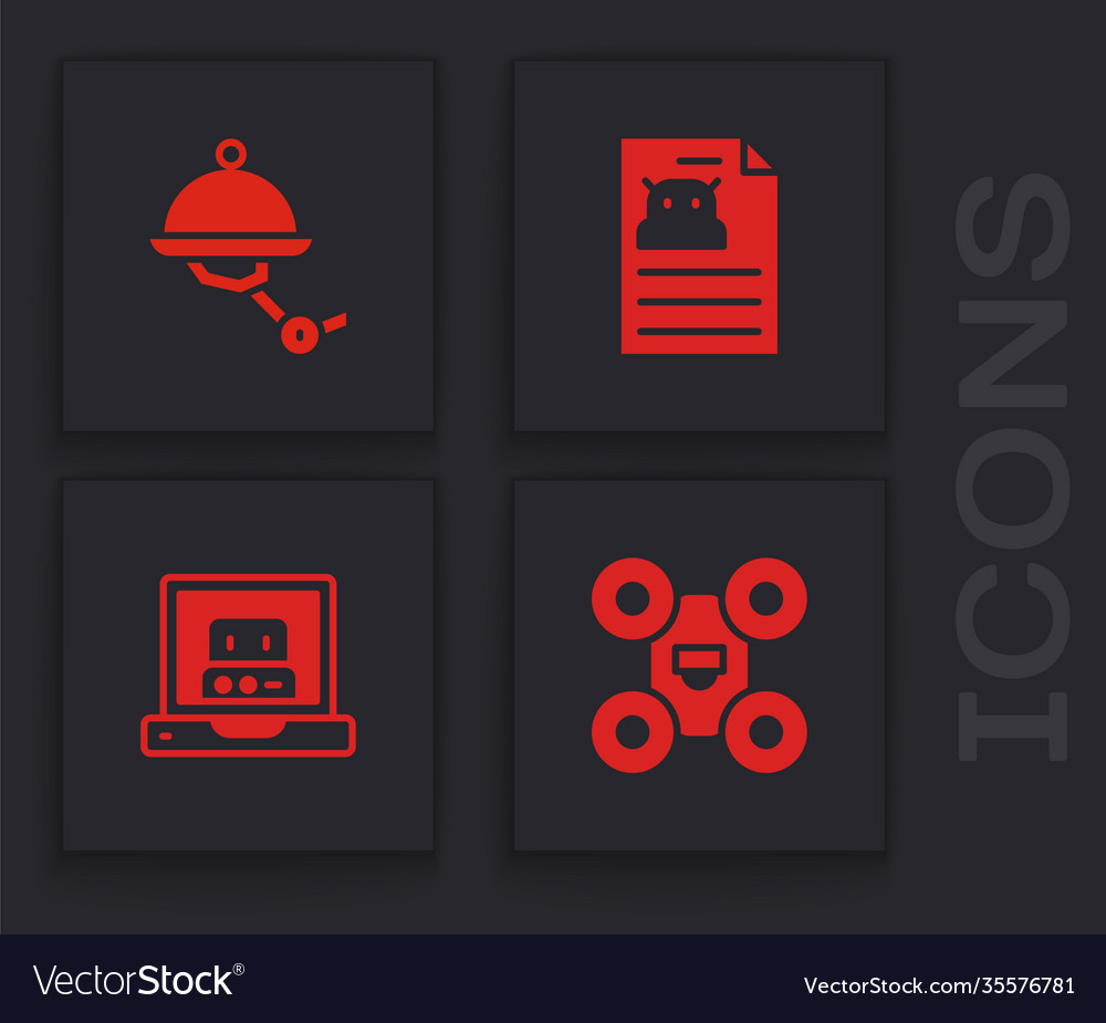 Set drone waiter robot technical specification Vector Image Set drone waiter robot technical specification