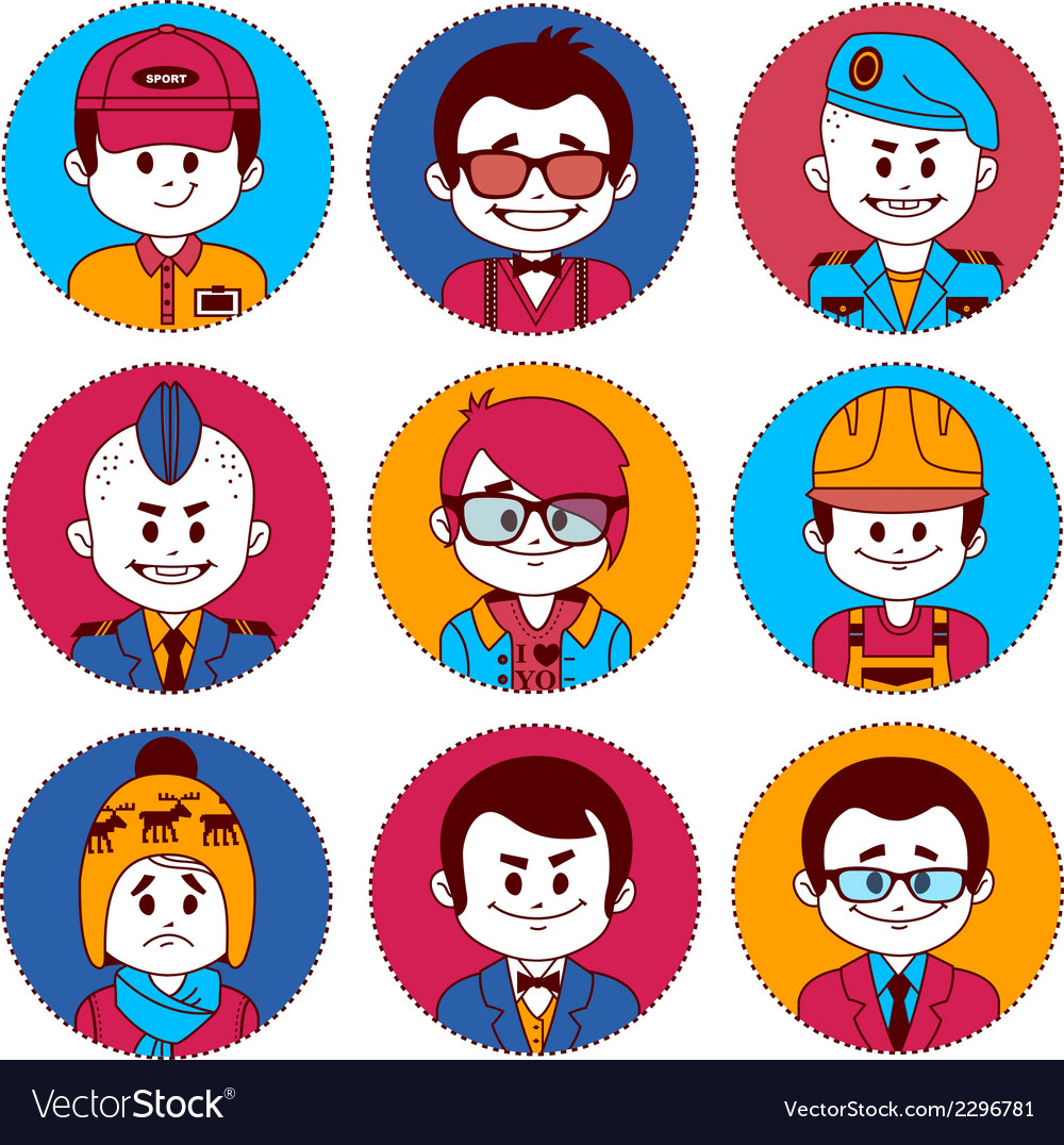 Set icons with characters different professions