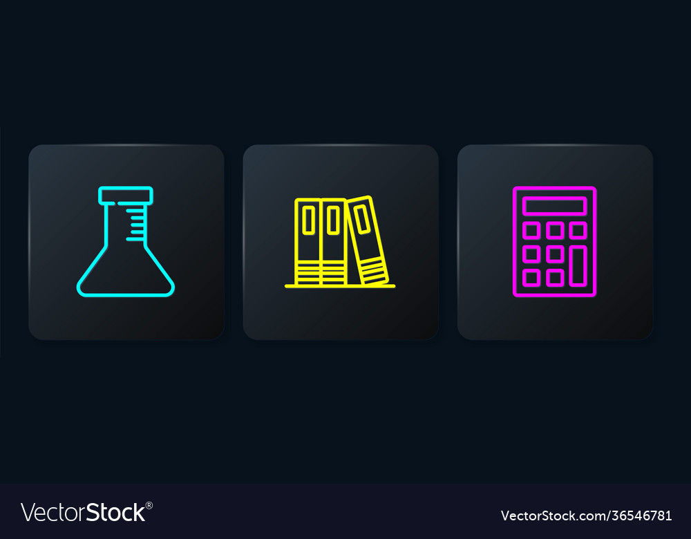 Set line test tube and flask calculator vector image Set line test tube and flask calculator