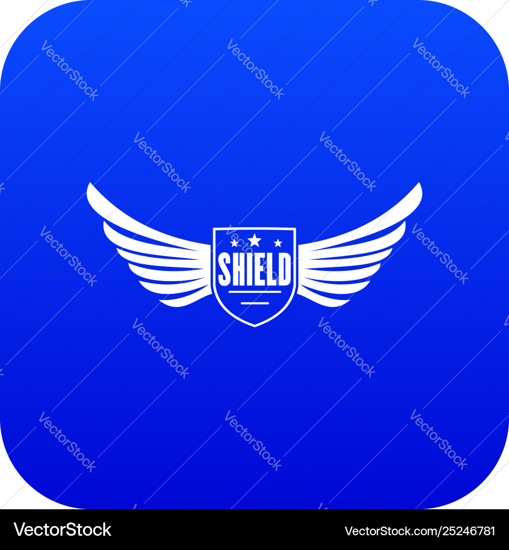Shield wing icon blue Royalty Free Vector Image
