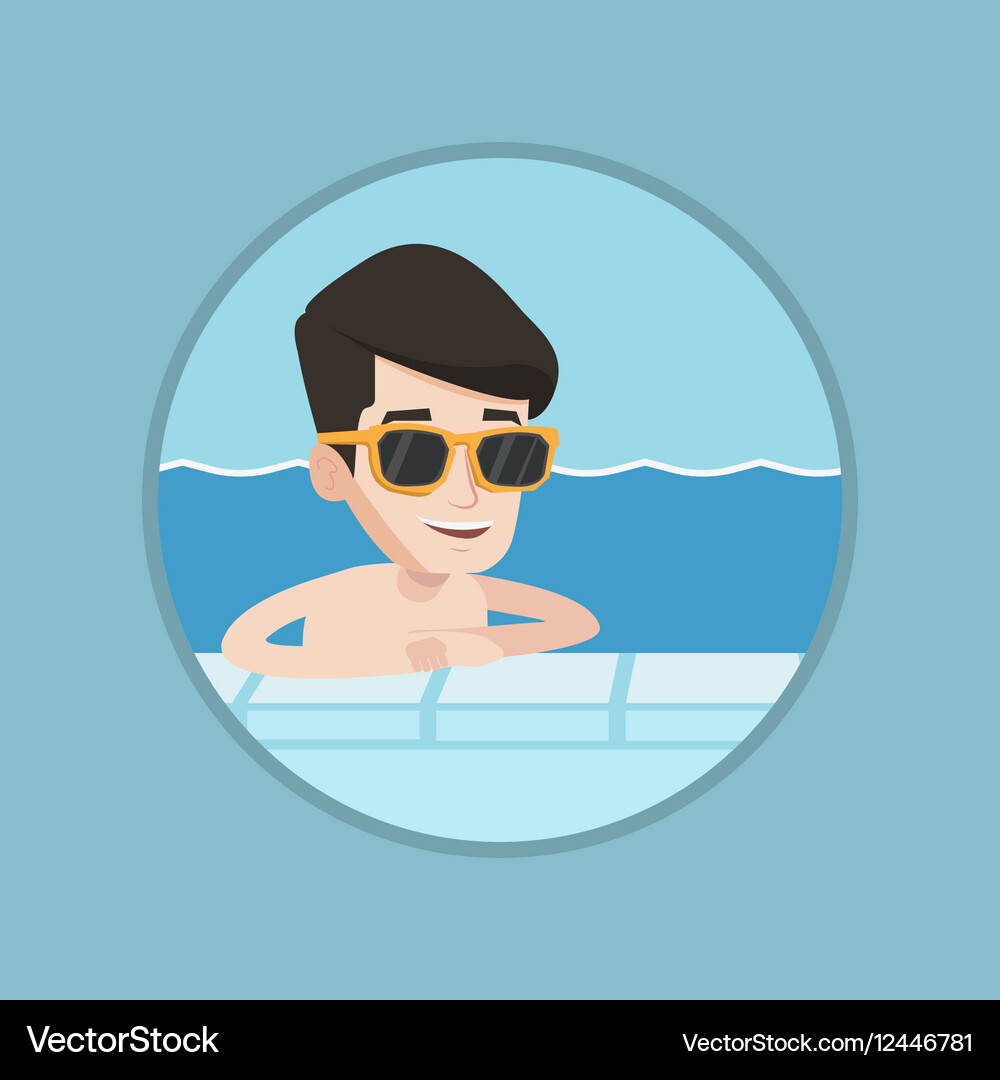 Smiling young man in swimming pool Royalty Free Vector Image