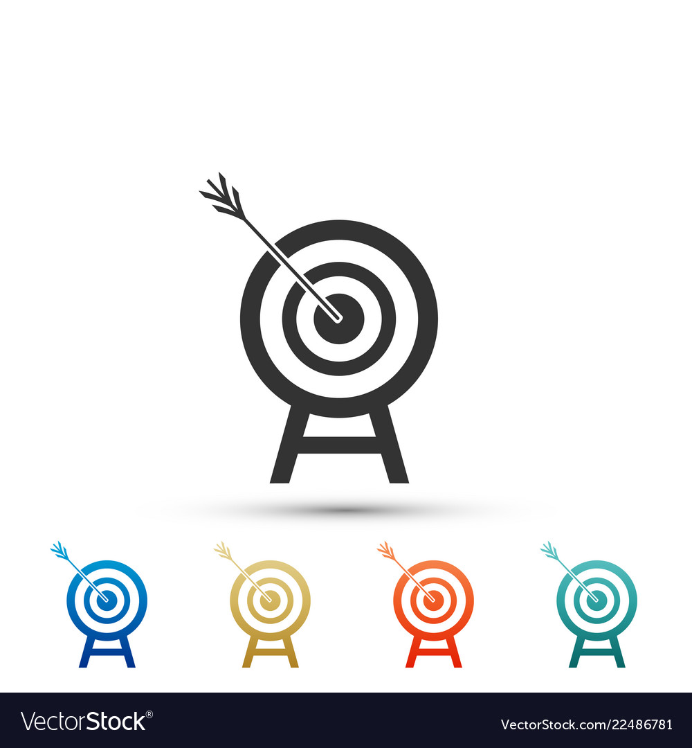 Target with arrow icon isolated dart board sign