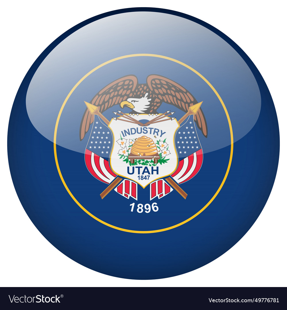 Utah flag button Royalty Free Vector Image VectorStock