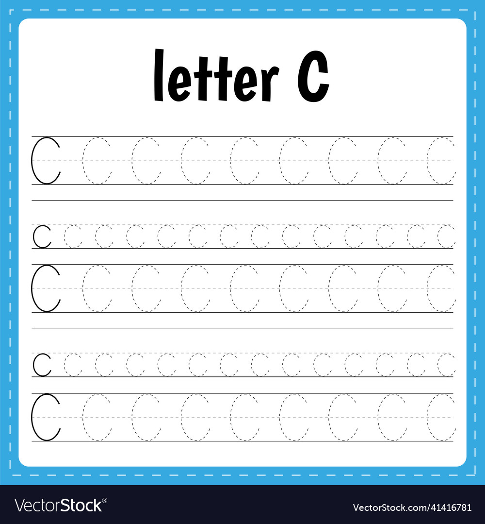 Writing letters tracing page practice sheet Vector Image Writing letters tracing page practice sheet
