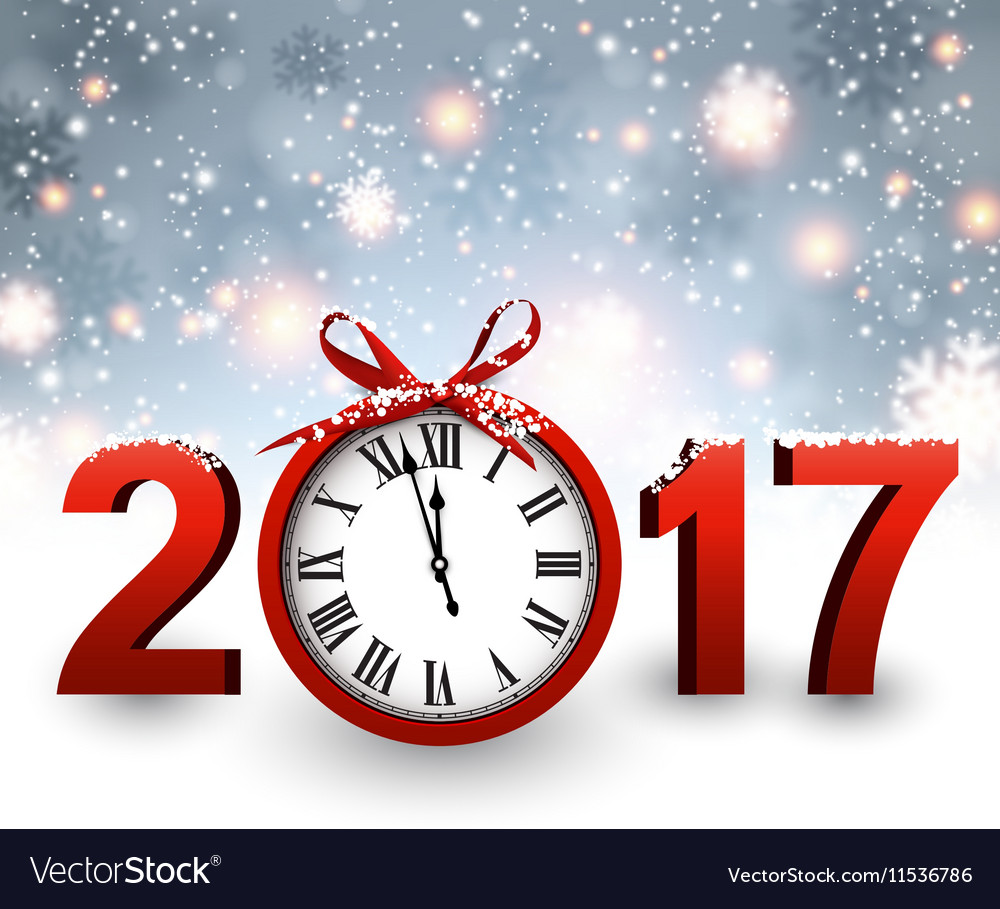 2017 new year background with clock