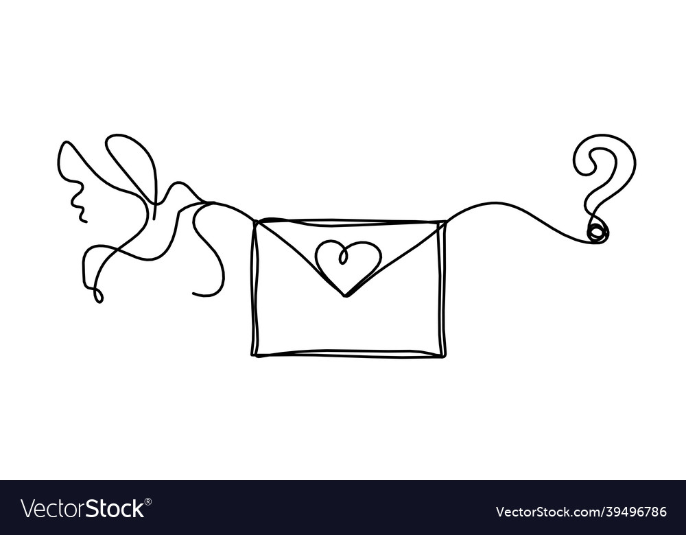 Abstract paper envelope with bird and question
