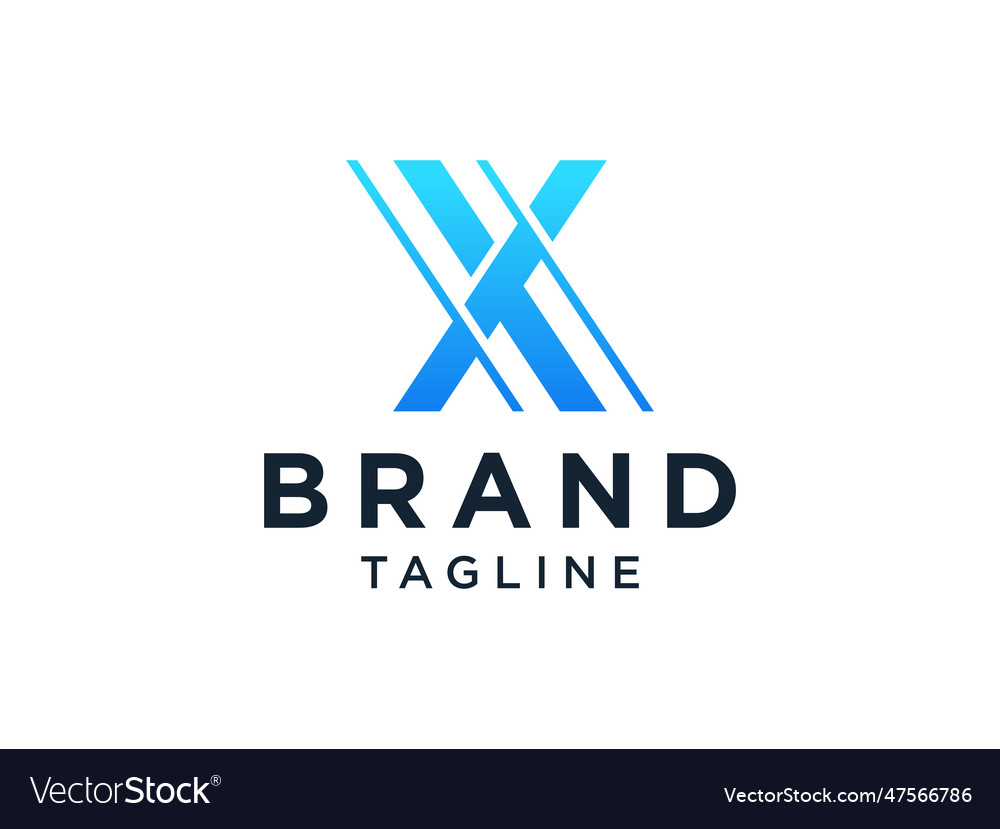 Blue geometric line letter x logo flat logo Vector Image