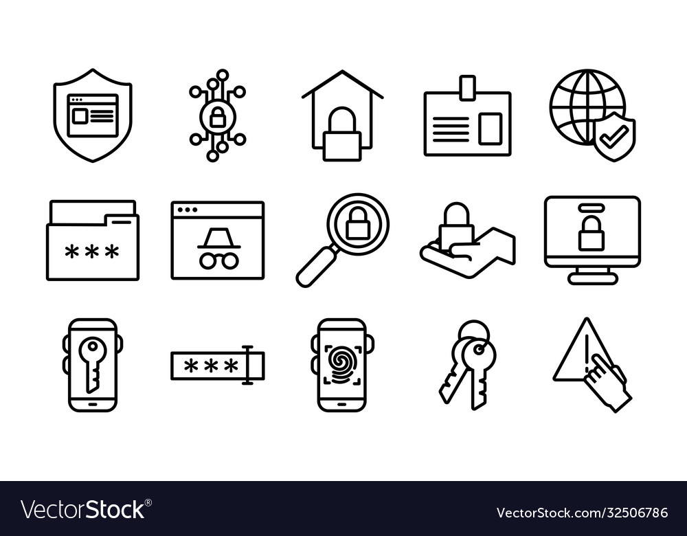 Bundle data security set icons Vector Image Bundle data security set icons