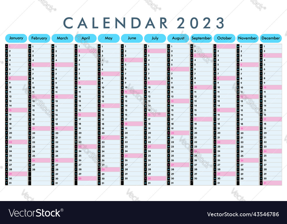 Calendar 2023 daily event planner color