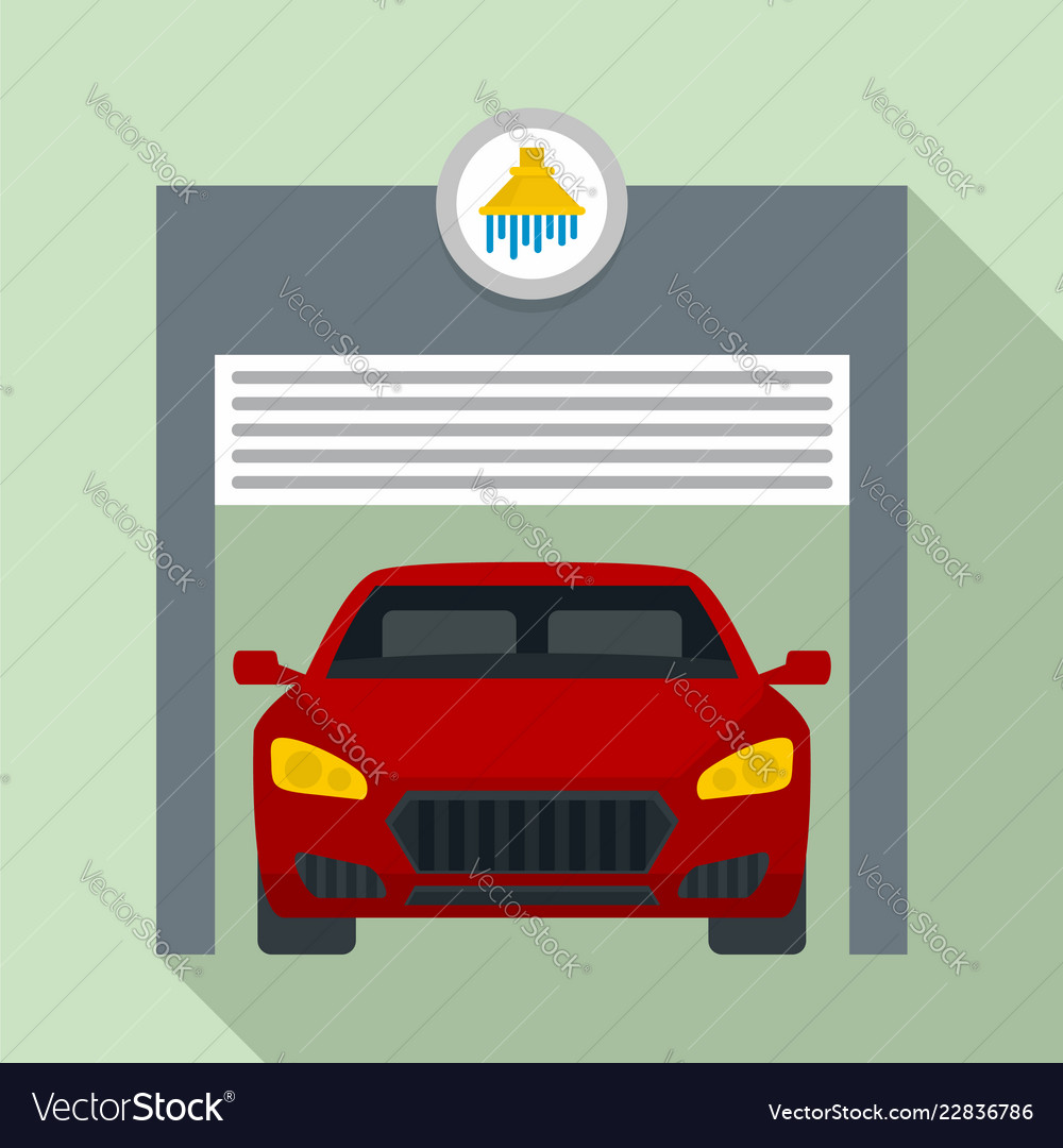 Man foam car wash concept background flat style Vector Image