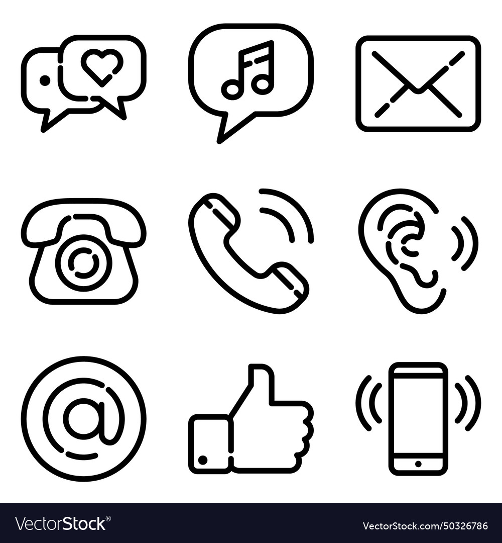 Communications flat icon set isolated on white Vector Image