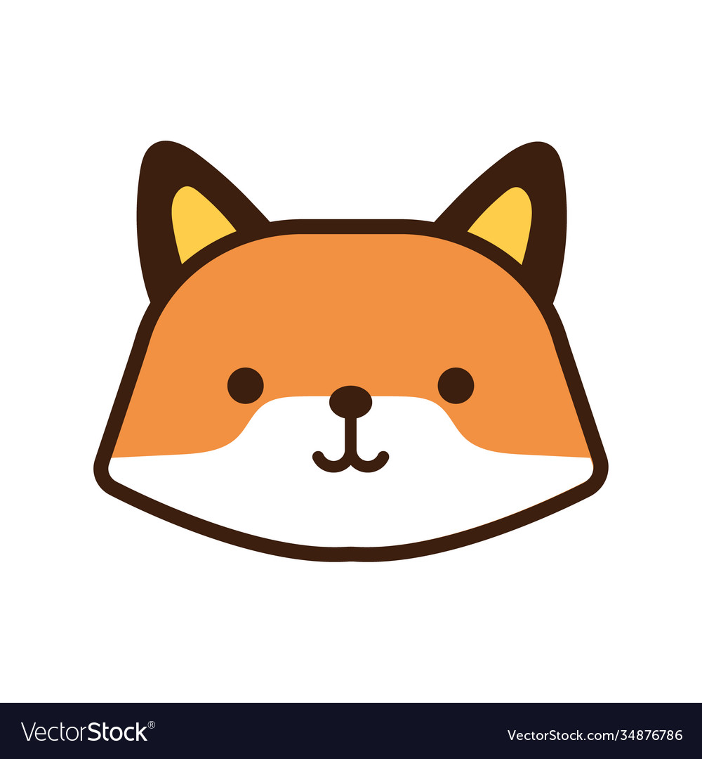 Cute fox kawaii animal line and fill style Vector Image