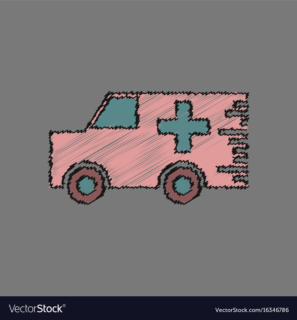 Flat shading style icon ambulance with a cross