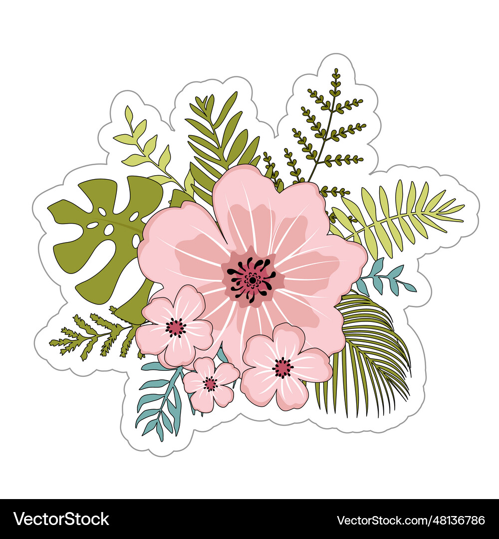 Floral composition set isolated Royalty Free Vector Image