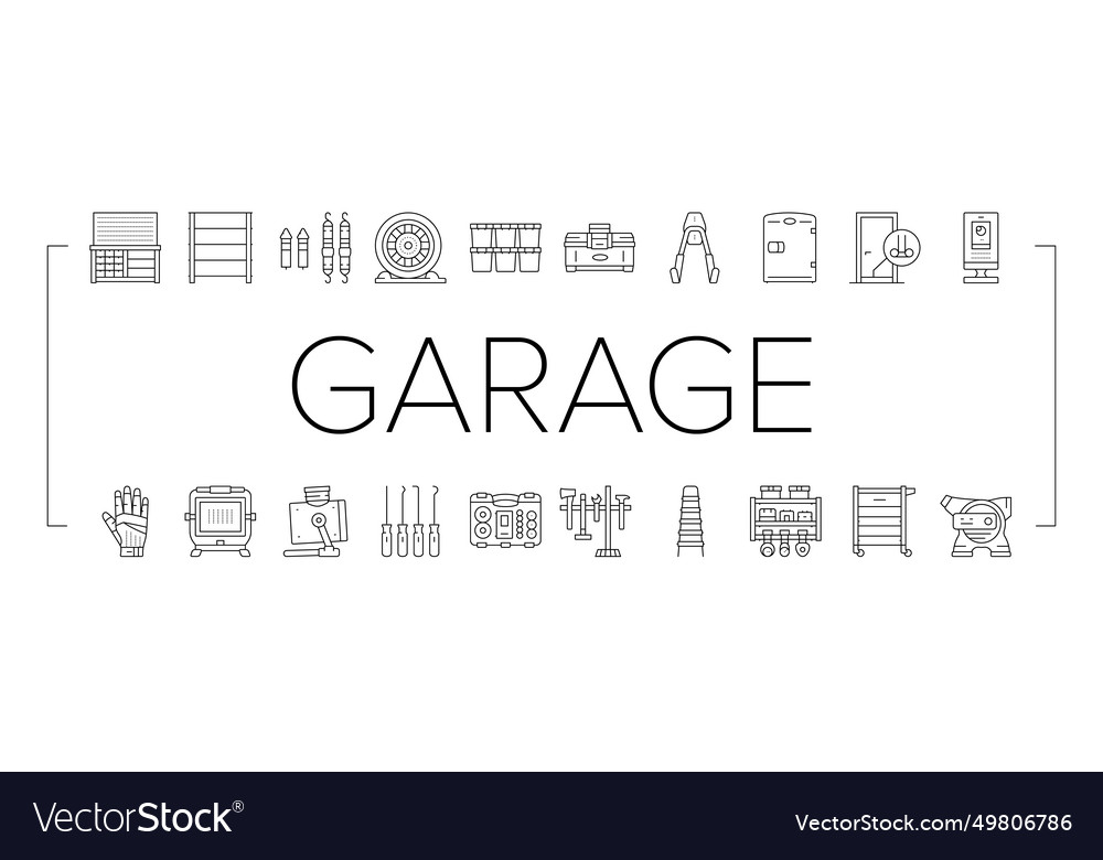 Garage tools service auto repair icons set