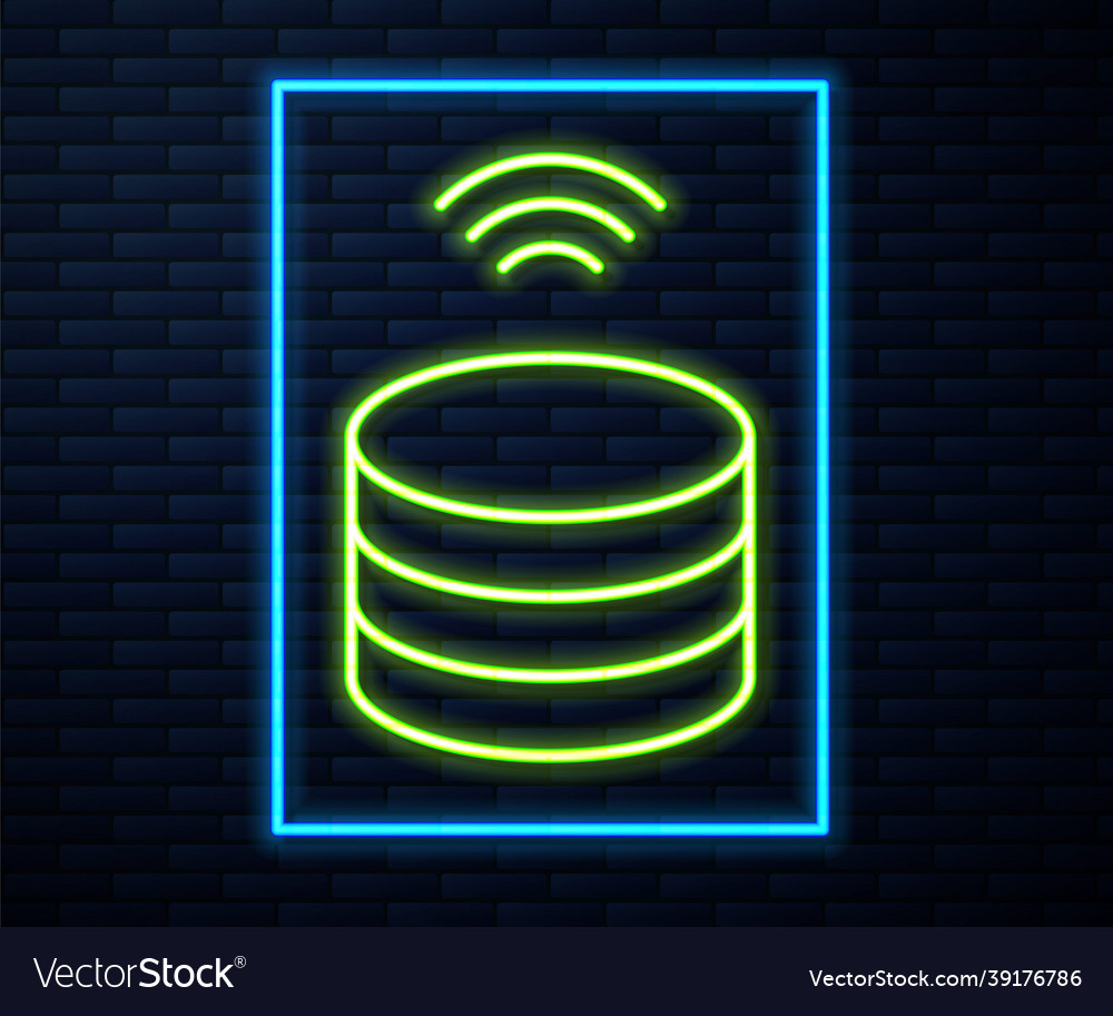 Glowing neon line smart server data web hosting vector image Glowing neon line smart server data web hosting